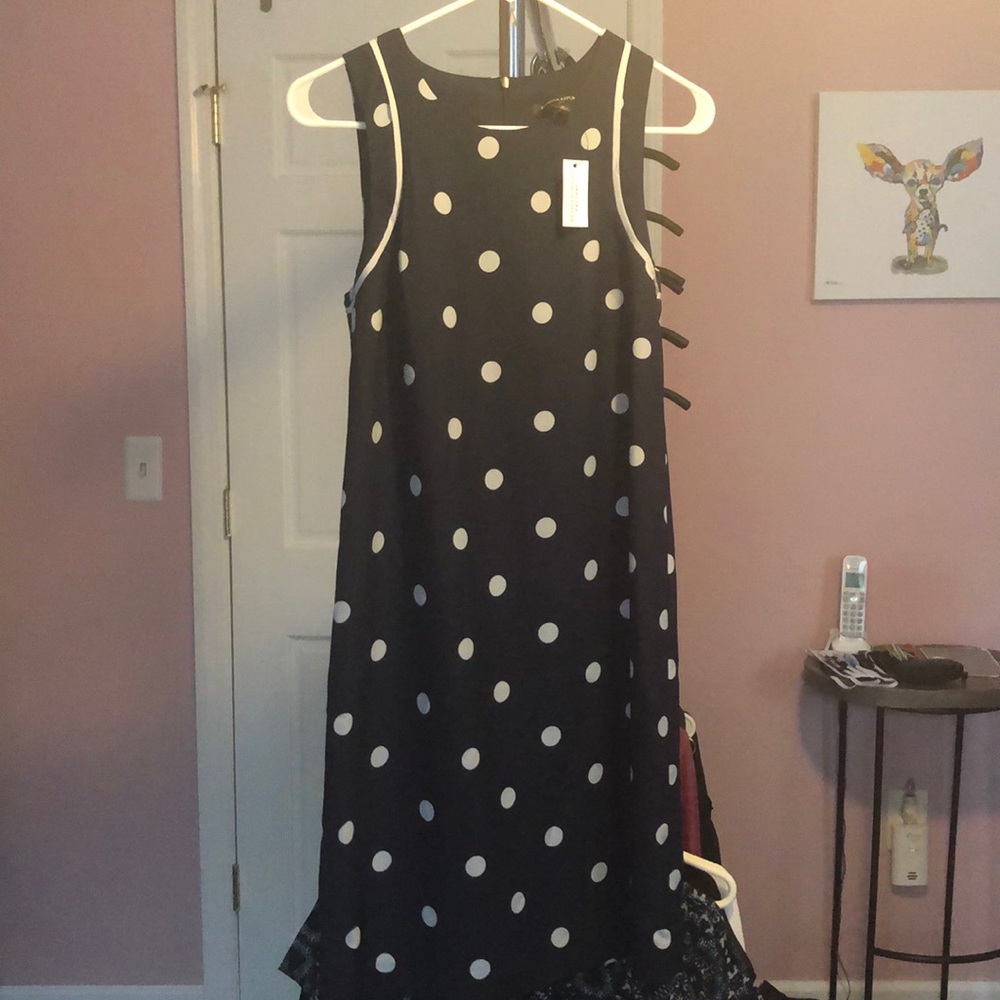 Polkadot white and blue banana republic sleeveless